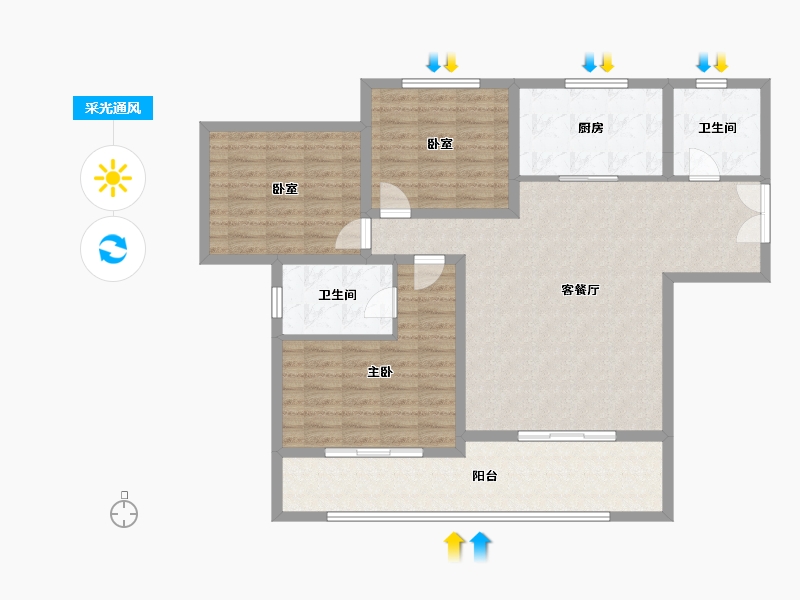 山东省-日照市-黄海明珠广场-114.40-户型库-采光通风