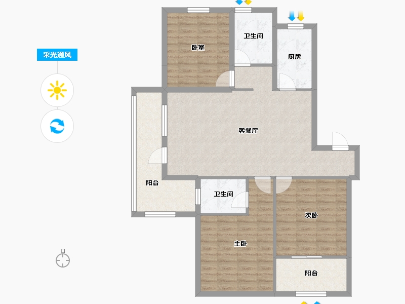 山东省-威海市-广安东浦海岸-104.23-户型库-采光通风