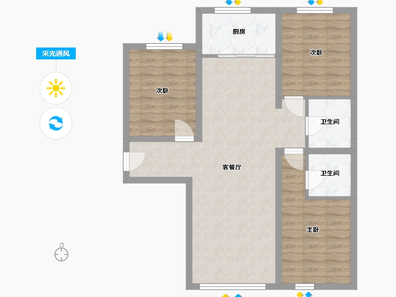 内蒙古自治区-鄂尔多斯市-馨和家园一标项目部-98.00-户型库-采光通风