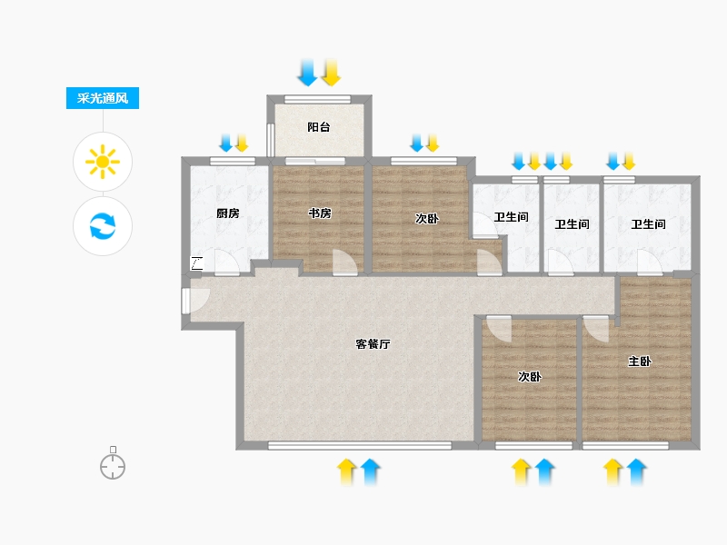 福建省-厦门市-中骏天禧-122.00-户型库-采光通风