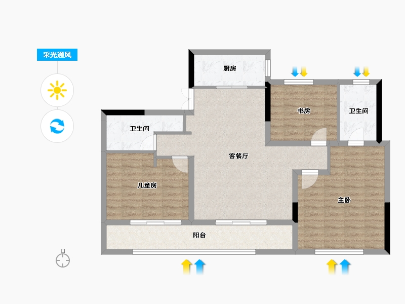 山东省-日照市-黄海明珠广场-95.91-户型库-采光通风