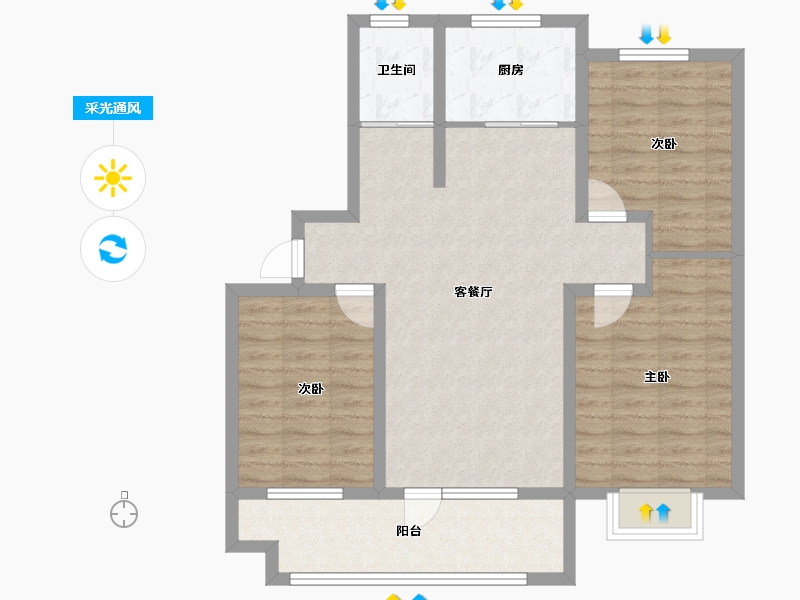 山东省-日照市-高新颐和学府-88.32-户型库-采光通风