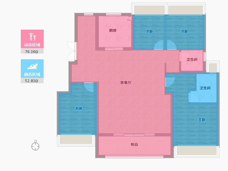 江苏省-扬州市-雅居乐江城雅郡-116.80-户型库-动静分区