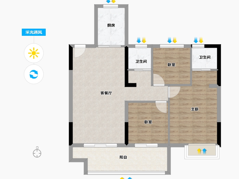 安徽省-宿州市-钟鑫·宸南里-81.60-户型库-采光通风