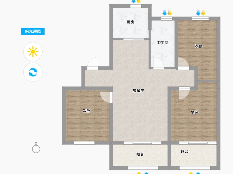 山东省-威海市-广安东浦海岸-89.69-户型库-采光通风