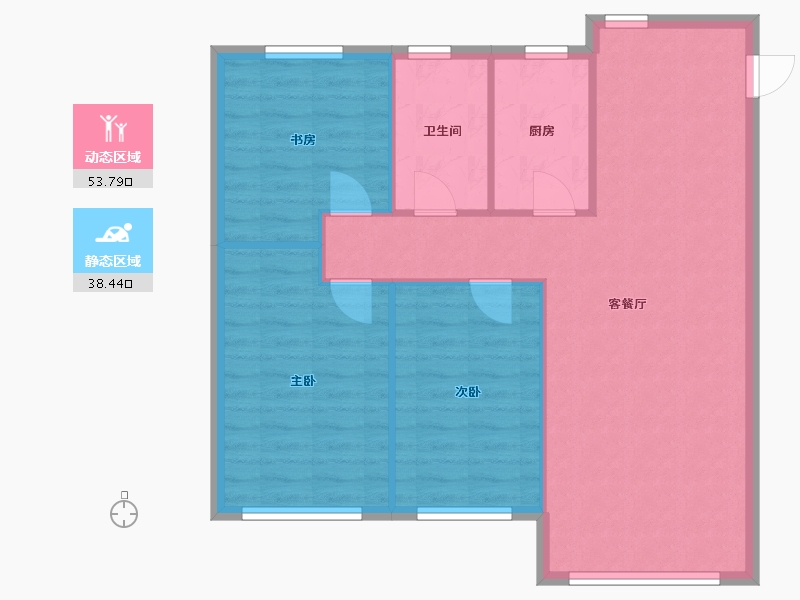 辽宁省-沈阳市-美的时代城-75.32-户型库-动静分区