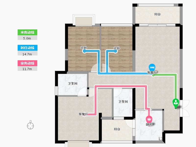 云南省-红河哈尼族彝族自治州-​弥勒印象-106.60-户型库-动静线