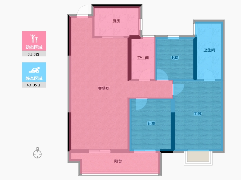 陕西省-铜川市-绿城·桂语江南-92.00-户型库-动静分区