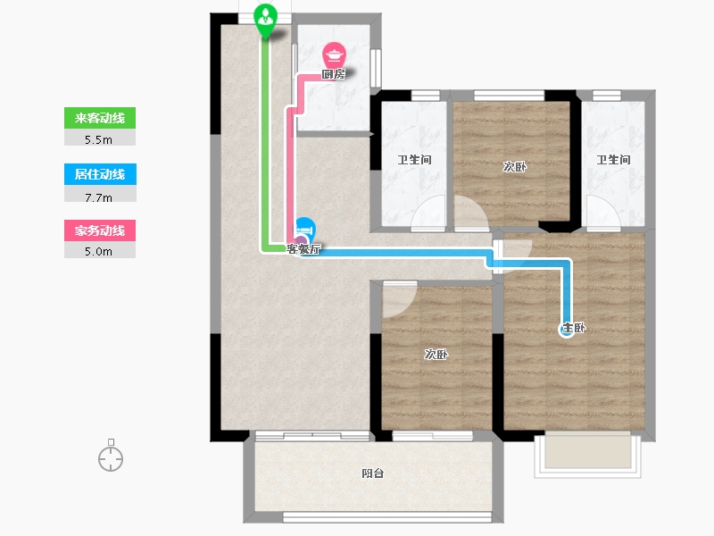 河南省-三门峡市-长安玖号院-84.44-户型库-动静线