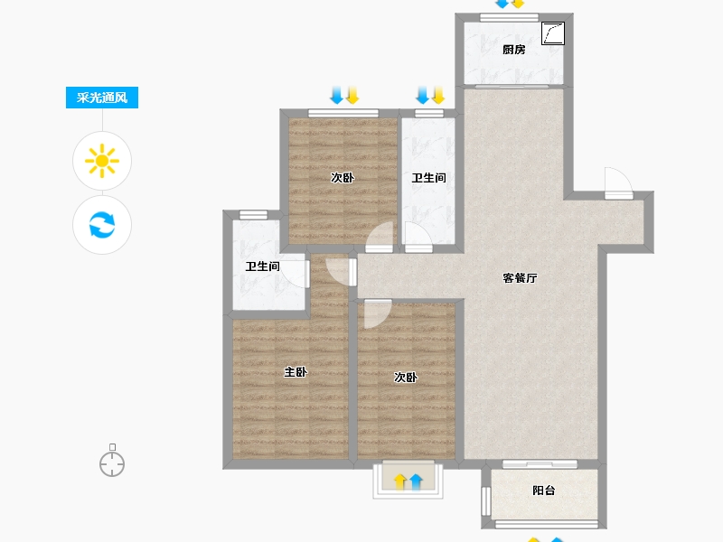 河北省-邢台市-天—华府二期-100.80-户型库-采光通风