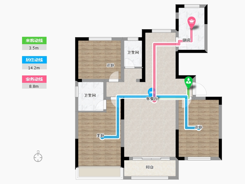 山东省-东营市-海通蔚蓝郡-107.45-户型库-动静线