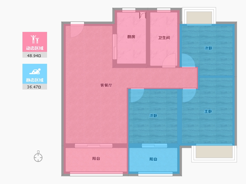 江苏省-扬州市-中信泰富锦玥府-76.01-户型库-动静分区