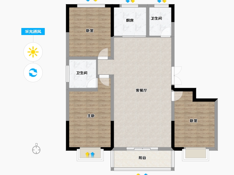 甘肃省-临夏回族自治州-睿强·状元府-105.57-户型库-采光通风