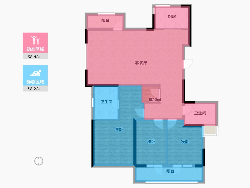 山东省-威海市-海信观澜-113.59-户型库-动静分区