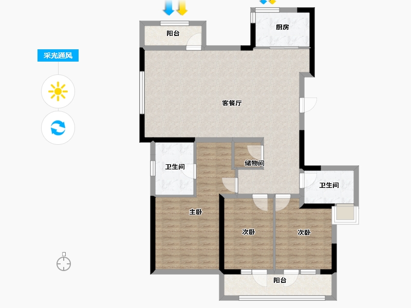 山东省-威海市-海信观澜-113.59-户型库-采光通风