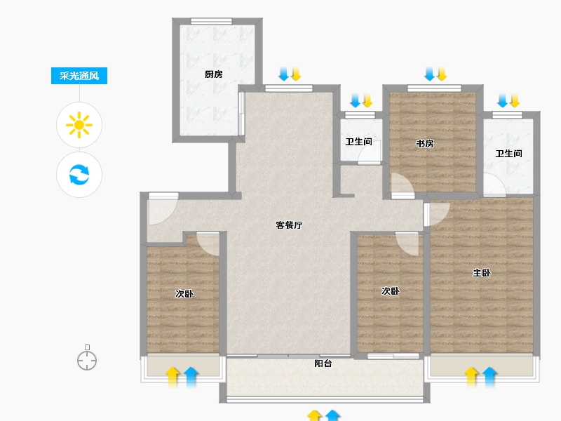 山东省-东营市-齐宸府-132.00-户型库-采光通风