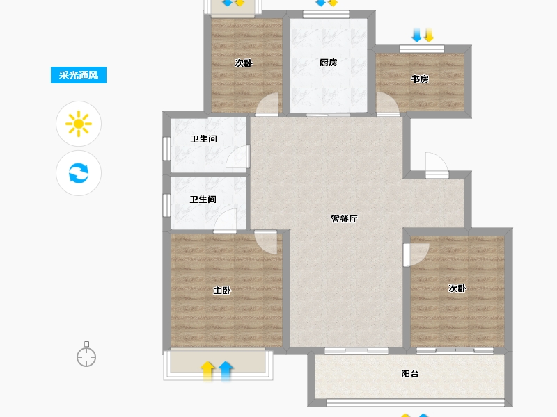 安徽省-宿州市-禾目长安府-101.60-户型库-采光通风