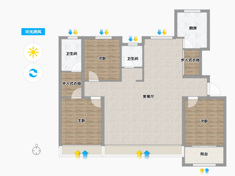 山东省-东营市-城投玺悦华府-128.00-户型库-采光通风