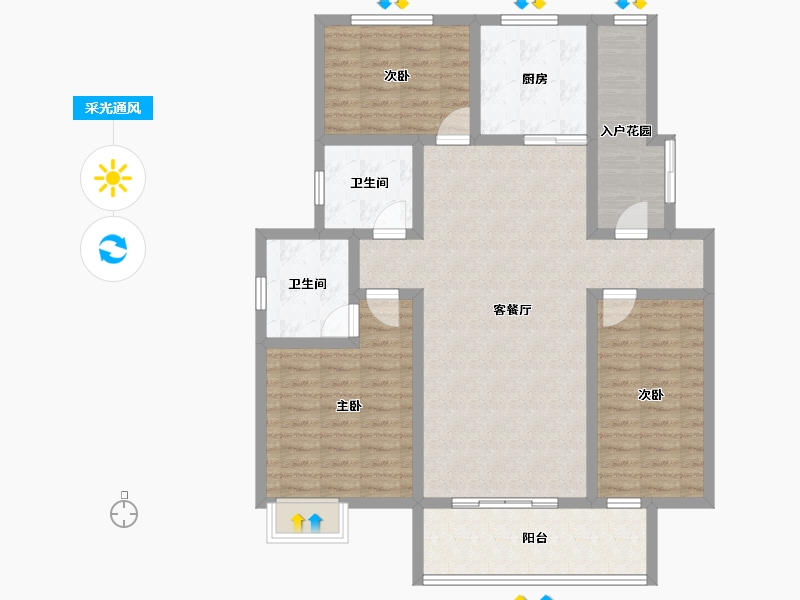 安徽省-宿州市-中煤·华府-111.20-户型库-采光通风