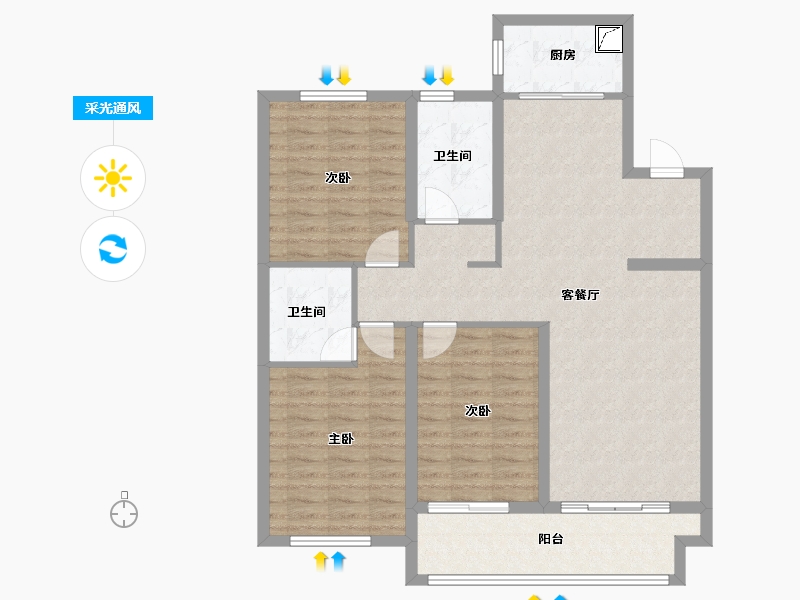 河北省-邢台市-天—华府二期-102.40-户型库-采光通风