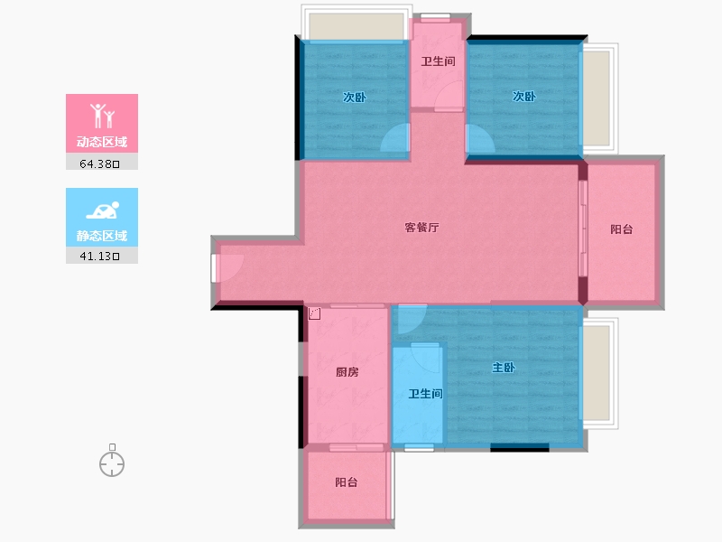 广东省-湛江市-嘉悦花园-95.47-户型库-动静分区