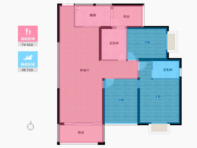 云南省-红河哈尼族彝族自治州-​弥勒印象-111.06-户型库-动静分区