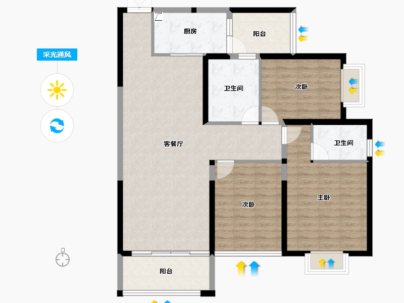 云南省-红河哈尼族彝族自治州-​弥勒印象-111.06-户型库-采光通风