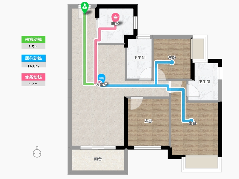 广东省-湛江市-华润置地湛江桃源里-72.57-户型库-动静线