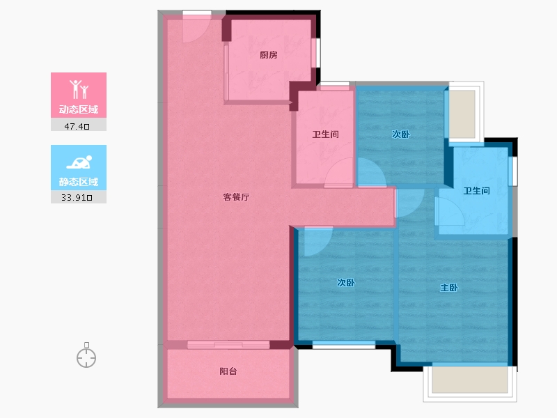 广东省-湛江市-华润置地湛江桃源里-72.57-户型库-动静分区