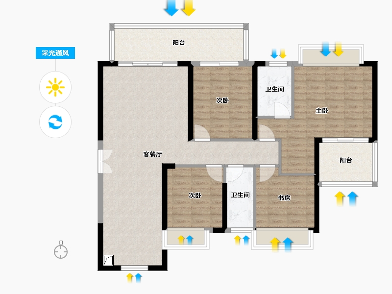 广西壮族自治区-钦州市-松宇时代城-122.00-户型库-采光通风