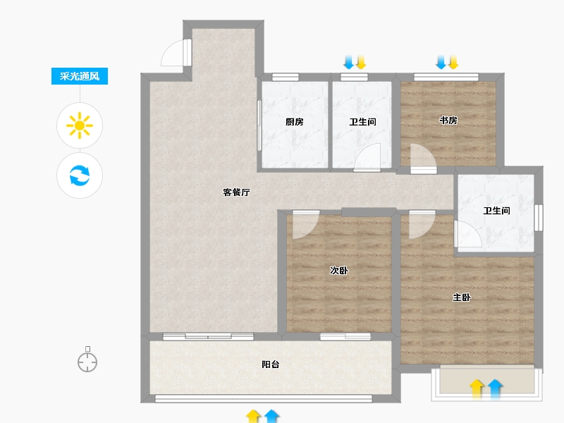 安徽省-宿州市-墨林廷苑-95.73-户型库-采光通风