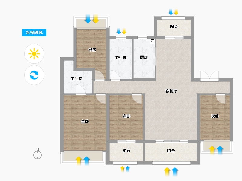 江苏省-扬州市-中信泰富锦玥府-112.81-户型库-采光通风