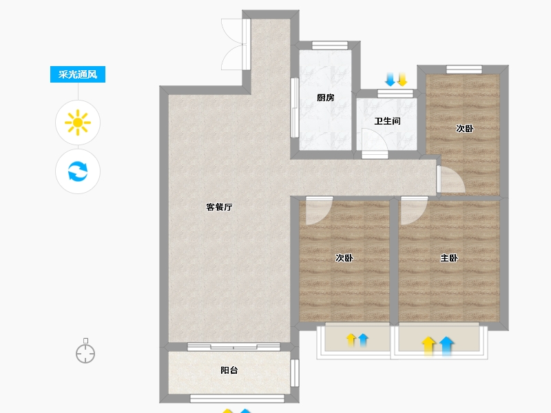 河南省-三门峡市-西苑华府-74.00-户型库-采光通风