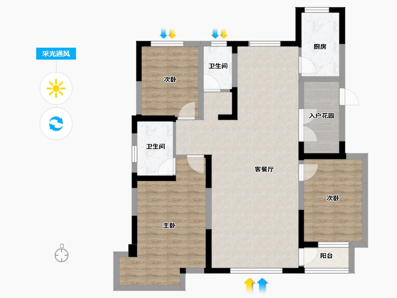 宁夏回族自治区-银川市-凤凰华府-97.72-户型库-采光通风