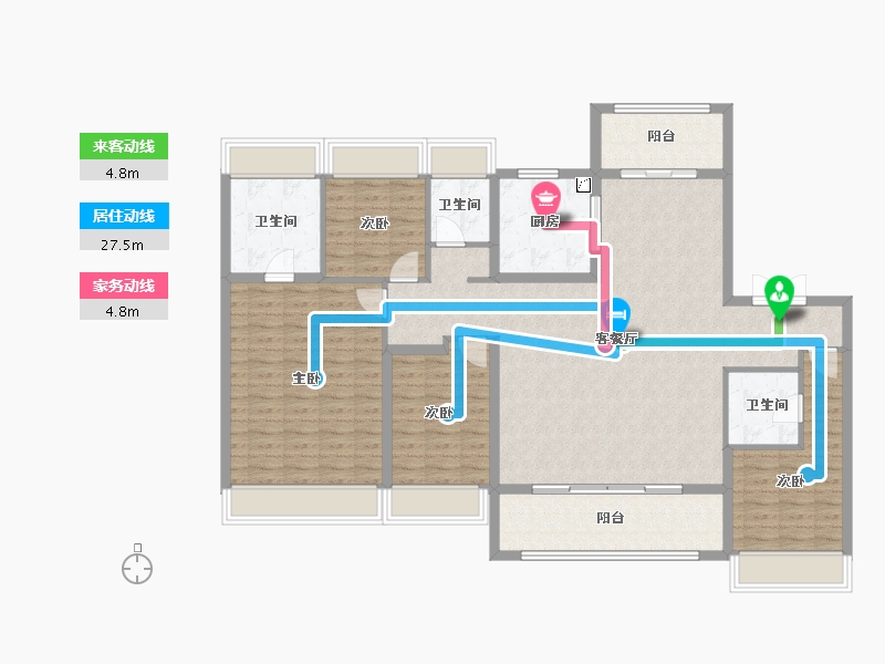 江苏省-扬州市-雅居乐江城雅郡-140.01-户型库-动静线