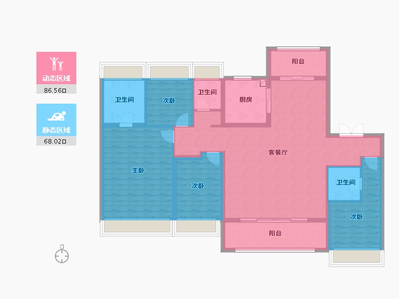 江苏省-扬州市-雅居乐江城雅郡-140.01-户型库-动静分区