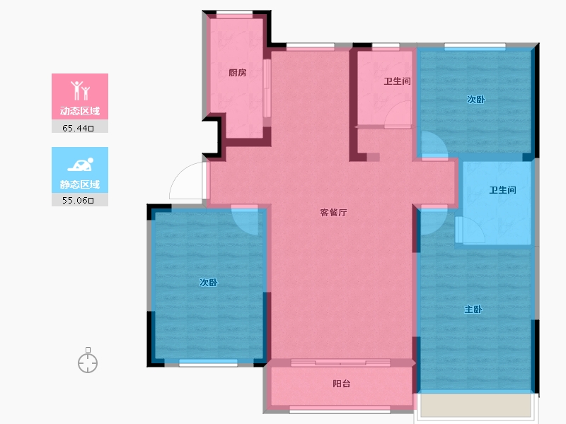 山东省-东营市-海通蔚蓝郡-108.00-户型库-动静分区