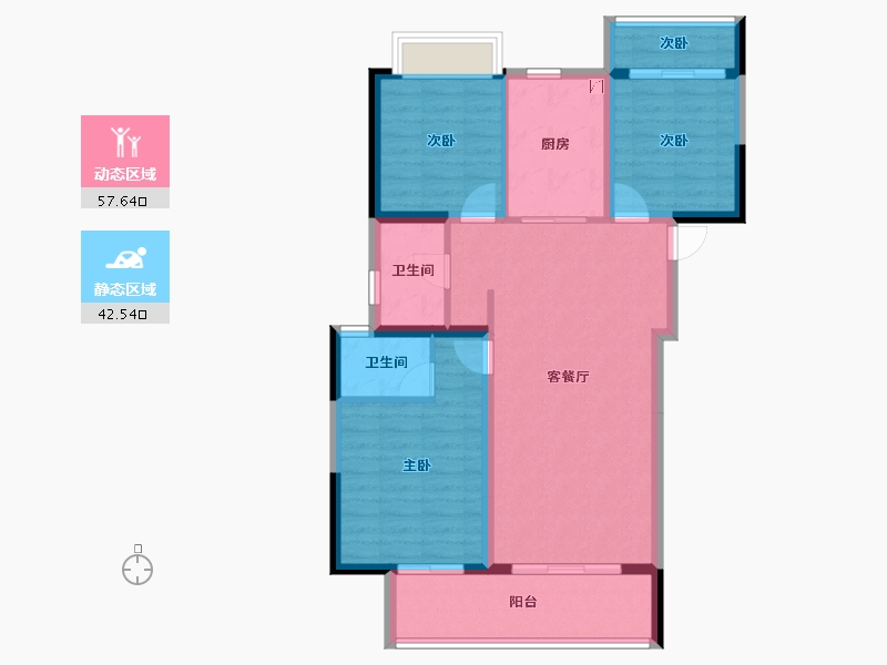 湖北省-黄冈市-中乾融﹒钰台-90.00-户型库-动静分区