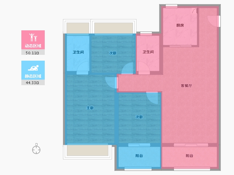 江苏省-扬州市-中信泰富锦玥府-84.80-户型库-动静分区