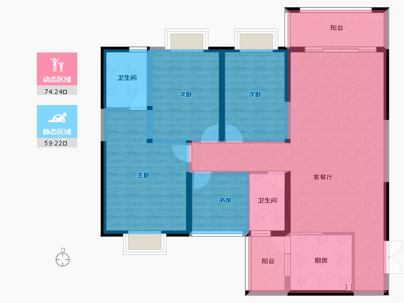 云南省-红河哈尼族彝族自治州-​弥勒印象-120.37-户型库-动静分区