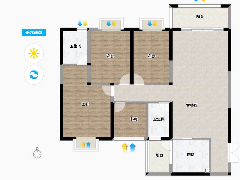 云南省-红河哈尼族彝族自治州-​弥勒印象-120.37-户型库-采光通风