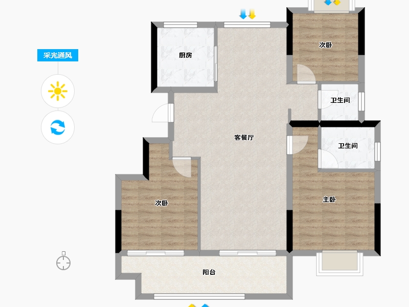 安徽省-蚌埠市-和顺国樾府-95.70-户型库-采光通风