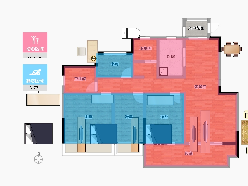 江苏省-淮安市-红豆国际城-101.37-户型库-动静分区