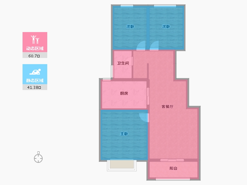 山东省-泰安市-裕泰·壹号院-91.03-户型库-动静分区