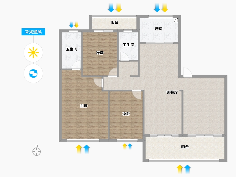 湖北省-黄冈市-城投玲珑家园-135.33-户型库-采光通风