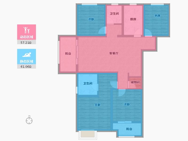 安徽省-蚌埠市-煜华里-104.46-户型库-动静分区