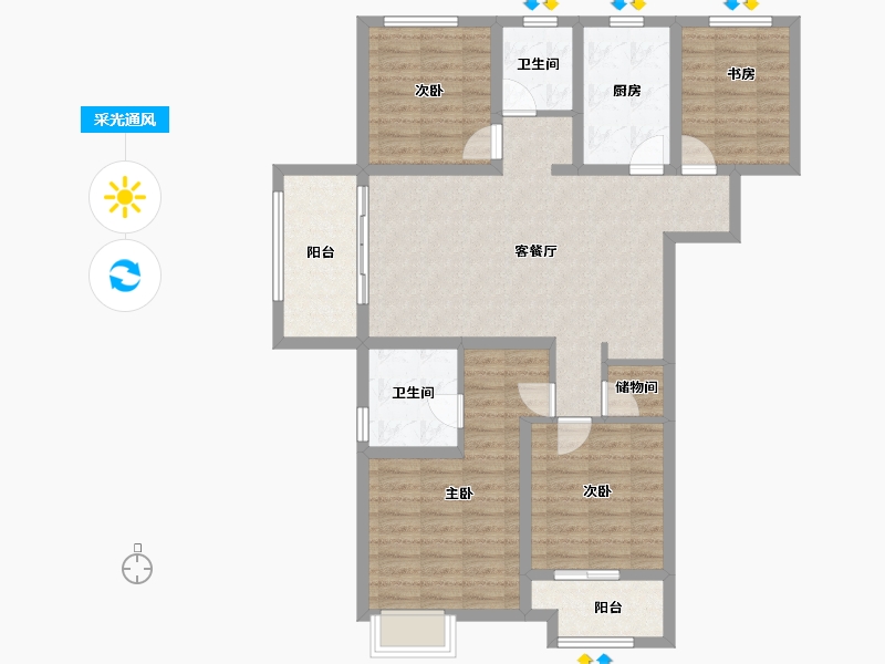 安徽省-蚌埠市-煜华里-104.46-户型库-采光通风