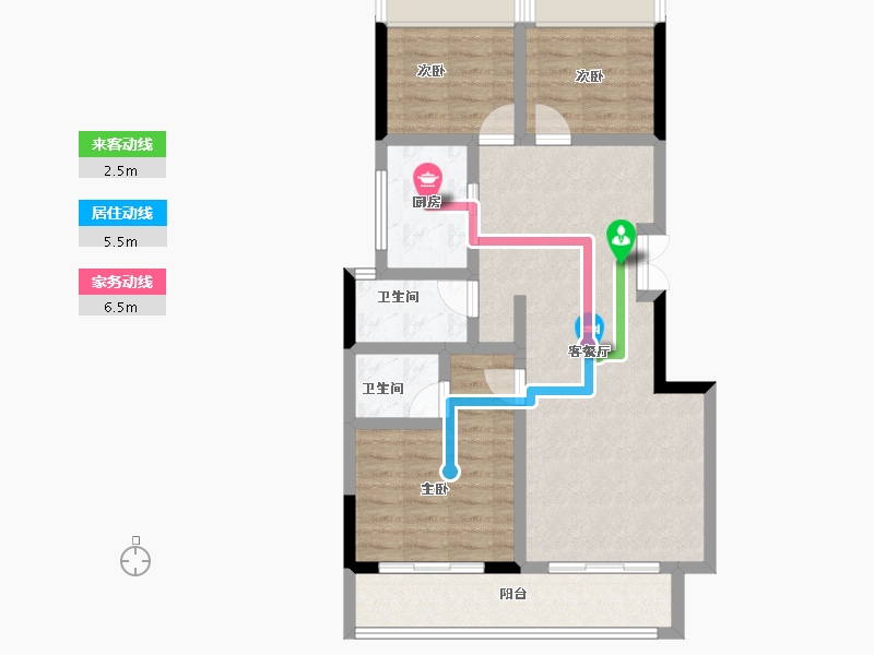 浙江省-衢州市-礼贤清华园-79.64-户型库-动静线