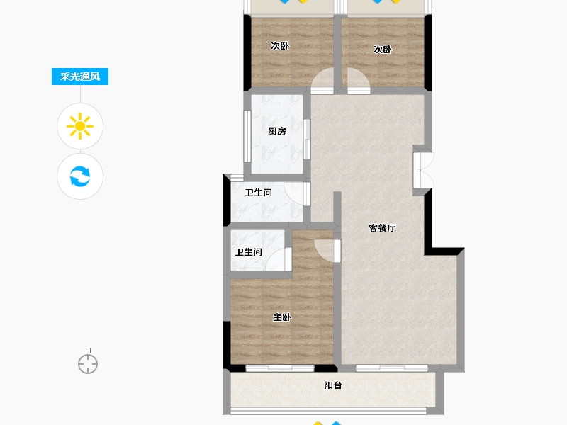 浙江省-衢州市-礼贤清华园-79.64-户型库-采光通风