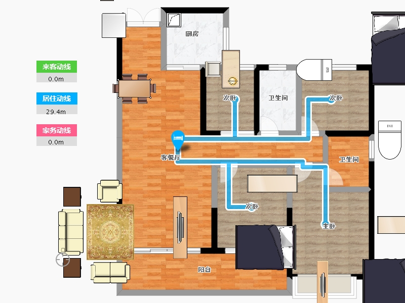 江苏省-淮安市-碧桂园水沐·云顶-106.41-户型库-动静线